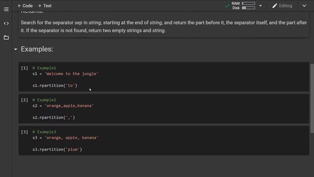 Python rpartition() string method смотреть онлайн