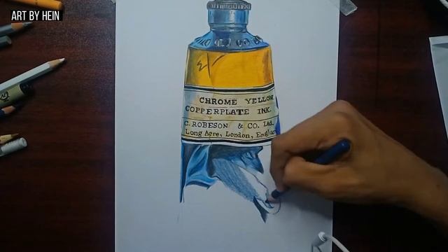 Realistic drawing of Chrome Yellow ink tube ( ref from Pinterest) смотреть онлайн