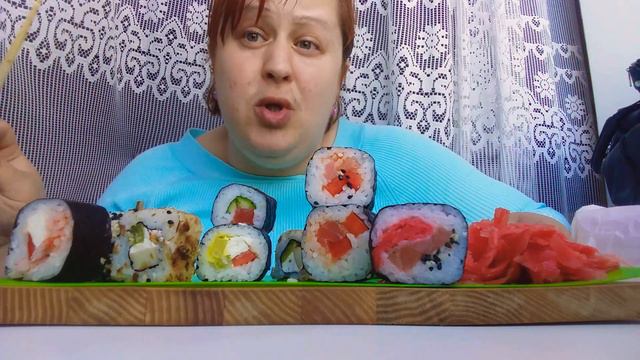 Мукбанг Суши Роллы имбирь соус🍣🍣🍣 Mukbang Sushi Rolls