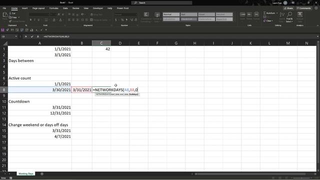 how to Excel 2021 days calculator NETWORKDAYS смотреть онлайн