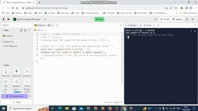 #day78 Day78 Length of a String in JavaScript Program #100daysofcodechallenge #programming #coding смотреть онлайн