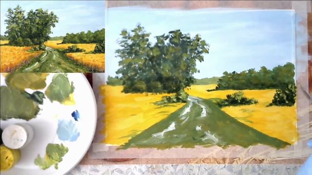 Художники от слова ХОРОШО! Пшеничное поле. Гуашь. Wheat field. Gouache. смотреть онлайн