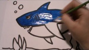 Как нарисовать АКУЛУ/Мультик раскраска АКУЛА для детей/Glitter Shark Coloring and drawing!МирИгруше