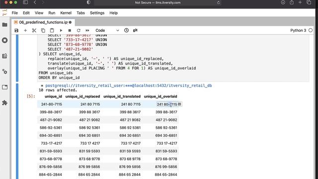 Mastering SQL - Postgresql - Pre-defined Functions - String Replacement смотреть онлайн