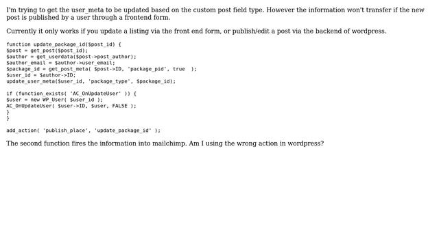 Wordpress: Updating User Meta from Custom Post Field Upon Publish Not Working смотреть онлайн