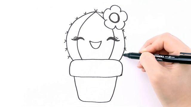 How to draw a cactus . Drawing for beginners / MimiDom Art смотреть онлайн