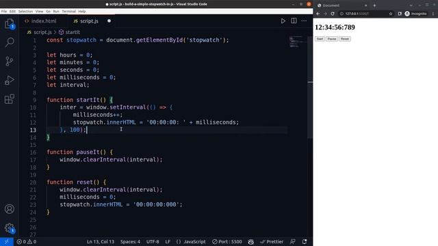 Build a stopwatch in vanilla JavaScript, part 2 смотреть онлайн