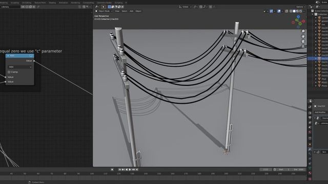 Catenary or parametric sag curves. Blender geometry nodes experiment 9 смотреть онлайн
