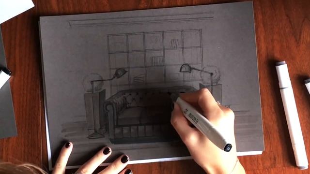 Диван маркерами на тонированной бумаге смотреть онлайн