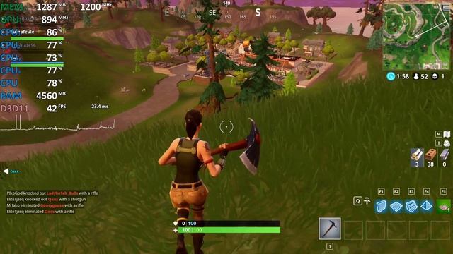 Fortnite: Battle Royale AMD A8-9600 R7 iGPU cpu@3.8Ghz. Gameplay benchmark Test смотреть онлайн