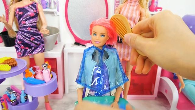 Rapunzel Barbie Dolls Makeover! Barbie Sparkle Style Salon Kecantikan Boneka Barbie Friseursalon