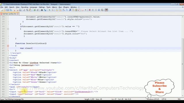 How to clear reset selected item in listbox in javascript смотреть онлайн