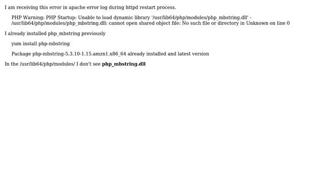 Receiving error php_mbstring.dll No such file or directory смотреть онлайн