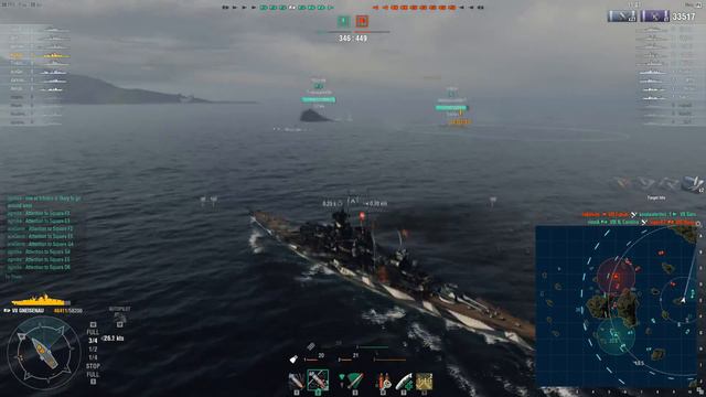 World of Warships: Gneisenau German Battleship Tier 7 смотреть онлайн