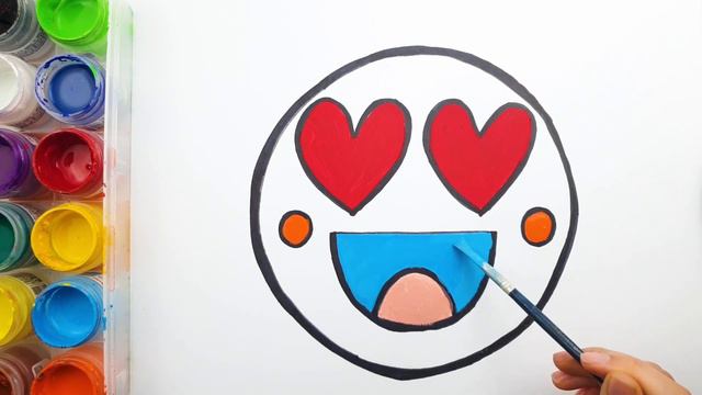 #LearnColors Glitter Toy Coloring And Drawing Heart Eyes Emoji Kids Toddlers смотреть онлайн