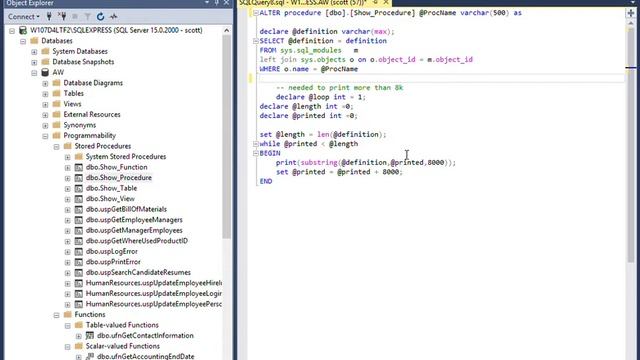 SQL Server - Get Teradata like functionality of the Show Procedure command. смотреть онлайн