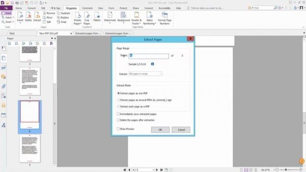 How to extract pages from a PDF File in Foxit PhantomPDF