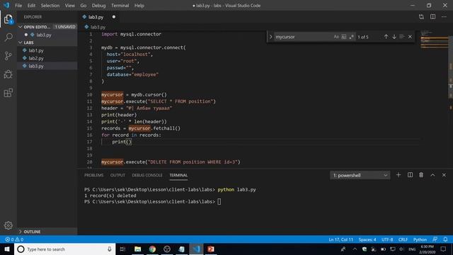 python delete to mysql смотреть онлайн
