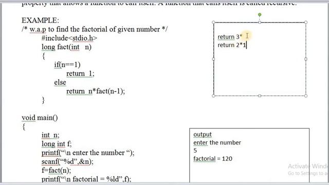 RECURSION FUNCTION WITH EXAMPLE IN C | FACTORIAL USING RECURSION IN C смотреть онлайн