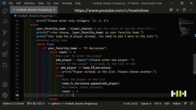 Beginners Python Programming | Football Roaster Game | Project Base Python Tutorials | Project 12 смотреть онлайн