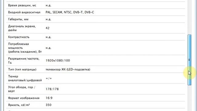 Описание телевизора Philips 42PFL3507H в базе данных E-Trade Content DB смотреть онлайн