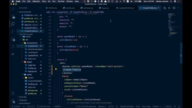 REACTJS Twitter Profile Layout (part 11 Twitter Clone) смотреть онлайн