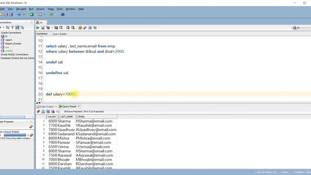 Oracle SQL IN HINDI: SUBSTITUTION VARIABLE, ACCEPT, PROMPT,DEFINE,UNDEFINE COMMAND смотреть онлайн