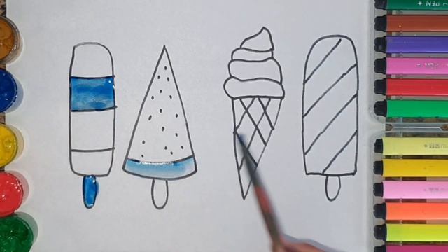 Bolalar uchun oson rasm chizish Рисование раскраска и раскрашивание игрушек-мороженого смотреть онлайн