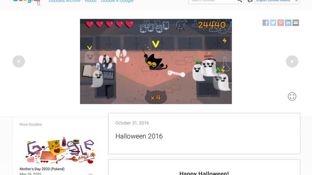 Halloween google doodle gameplay part 1 смотреть онлайн