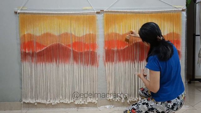 DIY Tutorial Dye Macrame SUNSET MOUNTAIN Wall Hanging - PART II смотреть онлайн