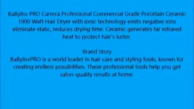 BaBylissPRO Porcelain Ceramic Carrera2 Dryer смотреть онлайн