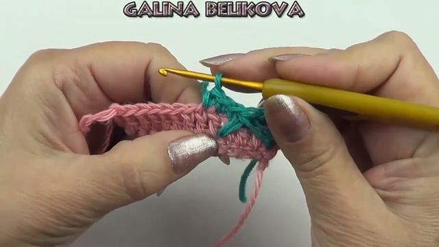 Цветная кайма с вытянутыми петлями Colored border crochet смотреть онлайн