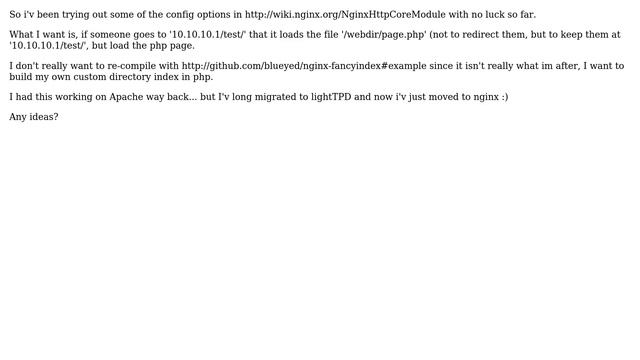 DevOps & SysAdmins: Get nginx to always load /webdir/page.php on directories if no index.html page смотреть онлайн