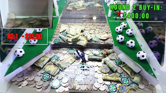 Score a Goal, Win $700 Cash! Coolest game I have ever played in the High Risk Coin Pusher ASMR смотреть онлайн