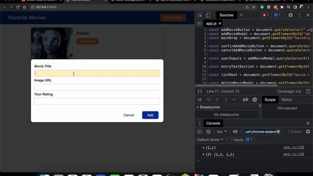 Favourite Movies Web Application with Database | JavaScript смотреть онлайн