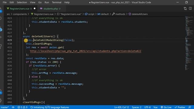 #15 Delete All Students | Student's Dashboard | VUE JS and PHP #vue_js_with_php #axios смотреть онлайн
