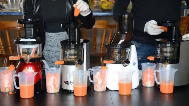 Соковыжималки Hurom, Omega, Kuvings, Cooksense сравнение. Морковь. смотреть онлайн