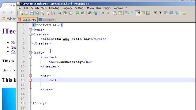 HTML Nav Tag - Creating the Navigation Bar - HTML5 and CSS3 tutorial PART 4 смотреть онлайн