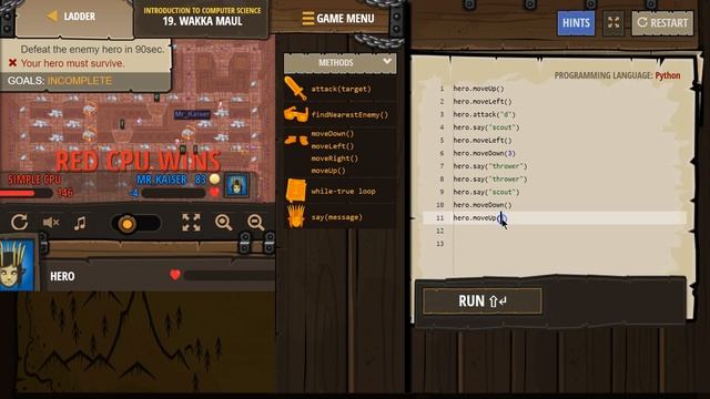 CodeCombat Wakka Maul - Level 19 Python Tutorial with Solution смотреть онлайн