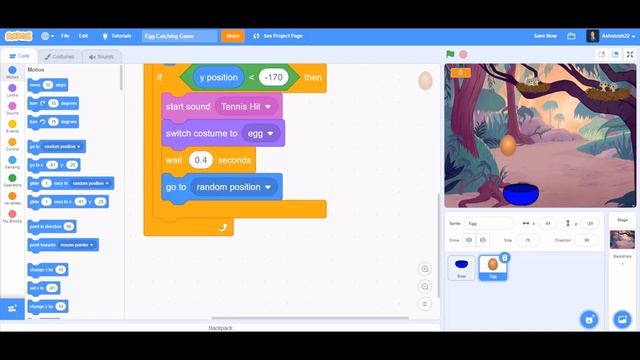How to make an Egg Catching Game in Scratch 3.0 смотреть онлайн