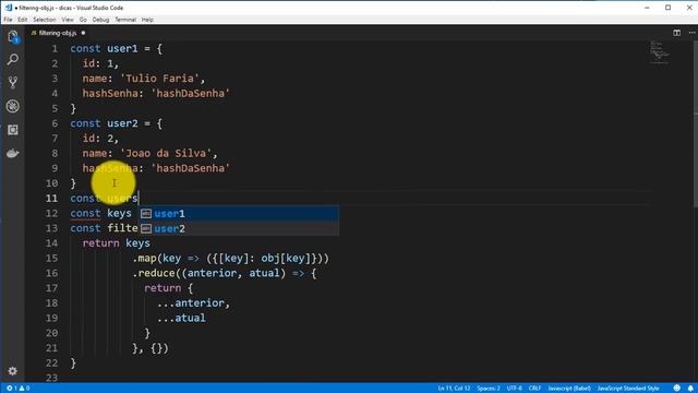 Filtrando keys de objetos em Javascript смотреть онлайн