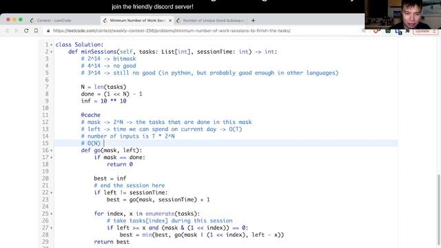 1986. Minimum Number of Work Sessions to Finish the Tasks (Leetcode Medium) смотреть онлайн