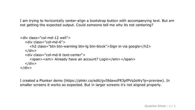 HTML : Horizontally center-align a bootstrap button with accompanying text смотреть онлайн