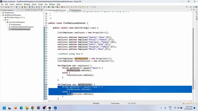 Find/Filter the Employees and group based on gender using Java 8 and not using Java 8 смотреть онлайн