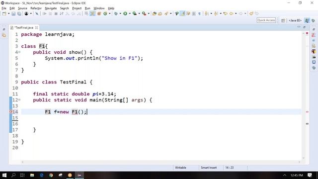 Use of Final Keyword in Java смотреть онлайн