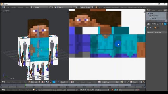Modeling Steve (Minecraft) - in Blender 2.79 смотреть онлайн