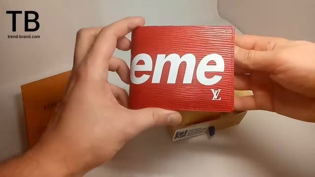 Красный кошелёк-бумажник Supreme Louis Vuitton смотреть онлайн