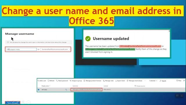 How to Change a user name and email address in Office 365 смотреть онлайн