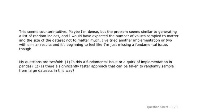 Pandas : Why does random sampling scale with the dataset not the sample size? (pandas .sample() exa смотреть онлайн