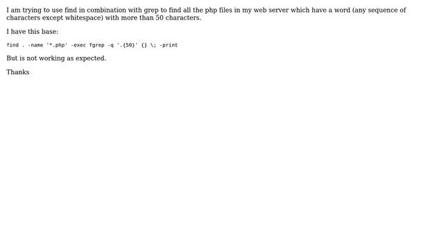 Find word that has more than 50 characters in all php files смотреть онлайн